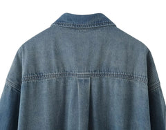 Pre Order: Blue Denim Single-Breasted Long Sleeve Jacket