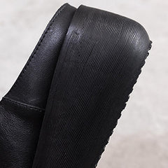 Women Sewing Platform Casual Leather Slippers