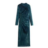 Print Tulle Pleated Midi Dress