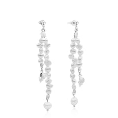Geometric Pearl Tassel Exaggerated Earrings