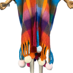 Warm Colorful Loose Plaid Cardigan - WINI