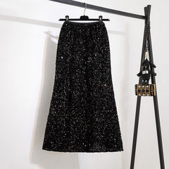 Sequined High Waist Fishtail Skirt
