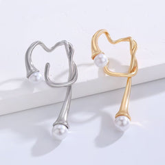Irregular Pearl Ear Bone Clip Earrings