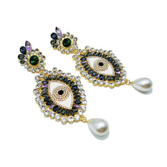 3D Big Eyelashes Rhinestone Retro Earrings