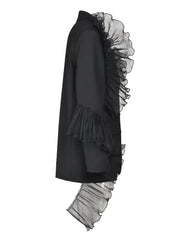 Spliced 3D Mesh Surround Straight Tube Suit Jacket