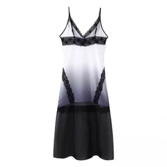 Gradient Lace Stitching A-Line Camisole Dress