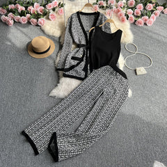 Two-Piece Knitted Top + Wide Leg Pants