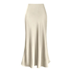 Solid Satin A-Line Skirt