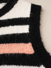 Wool Blend Striped Knitted Vest