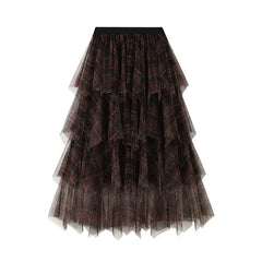 Irregular Mesh A-Line Midi Cake Skirt