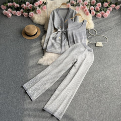 Two-Piece Knitted Top + Wide Leg Pants