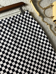 Vintage Plaid Checkered Printed High-Waisted Midi Skirt