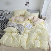 Japanese Lattice Duvet Cover Set with Sheet Pillowcases No Filling Warm Solid Color Bed Linen Full Queen Size Home Bedding Set