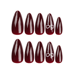 Pre Order: Bow Butterfly Almond Shaped Fake Nails