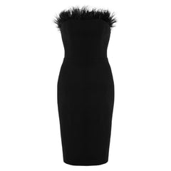 Tube Top Feather Bandage Banquet Dress