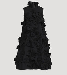 Splicing 3D Flower A-Line Short Dress