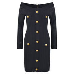 Off Shoulder Knitted Mini Hip Hugging Dress