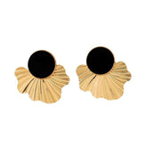 Pre Order: Black Round Fan Earrings