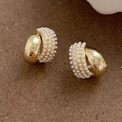 Metal Pearl Arc Earrings