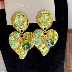 Heart Shaped Flower Clip Earrings