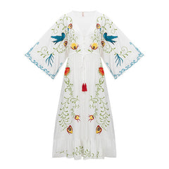 Pre Order: Bohemian Flower Embroidery Goddess Dress