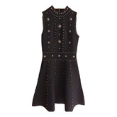 Pre Order: Black Beaded Backless Knit Dress