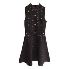 Pre Order: Black Beaded Backless Knit Dress