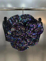 Sequined 3D Flower Splicing Strapless Top