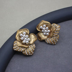 Medieval Pearl Camellia Clip Earrings