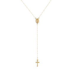 Cross Pendant Chain Rosary Necklace