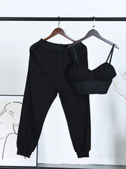 Pre Order: Black Crop Top High Waist Pants Set