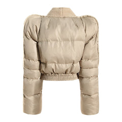 Tower Shoulder Plush Splicing Quilt Exaggerated Cotton Jacket