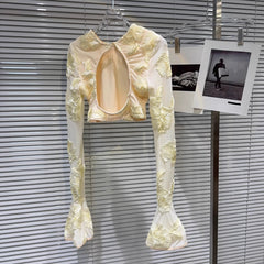 Floral Lace Crop Top and Skirt Set