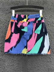 Rainbow High Waist Hip Hugging Mini Skirt