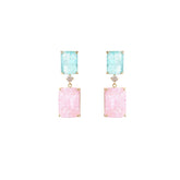 Silver Needle Geometric Block Ice Crack Earrings