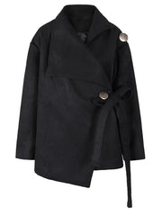 Pre Order: Black Loose Fit Irregular Coat