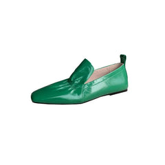Square Toe Genuine Leather Flat Shoes