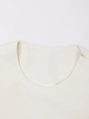 Pre Order: Beige O-neck Asymmetric Split Top