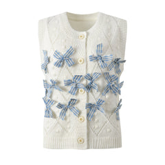 Pre Order: Bow Single Breasted Knitted Vest