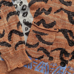 Vintage Knitted Leopard Printed V-Neck Cardigans Sweater