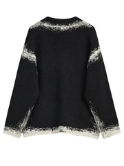 Pre Order: Black Acid Dye Loose Knit Cardigan