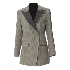 Stripe Waist Cinching Blazer