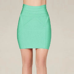 Neon Solid Green Bandage Mini Skirt