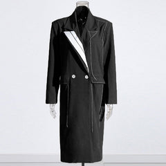 Patchwork Pockets Long Sleeved Trench Coat