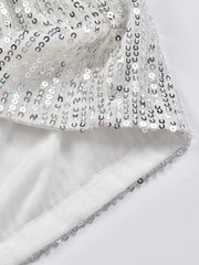 Silver Sequins Low Waist Lace Up Mini Shorts
