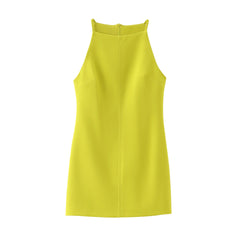 Straight Neckline Slim Fit Short Dress