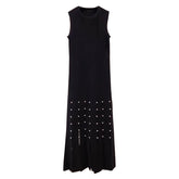 Sleeveless Pleated Long Knitted Dress