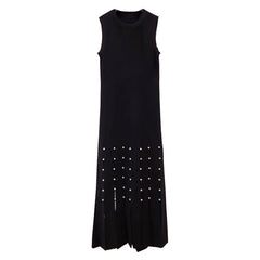 Sleeveless Pleated Long Knitted Dress