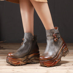 Cozy Leather Handmade Ethnic Height Inceasing Boots Shoes