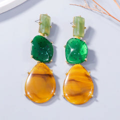 Multi-Layered Exaggerated Geometric Resin Earrings